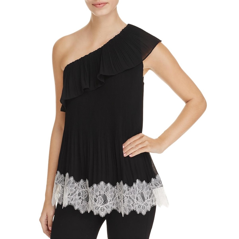 MICHAEL Michael Kors Lace Trim One Shoulder Blouse